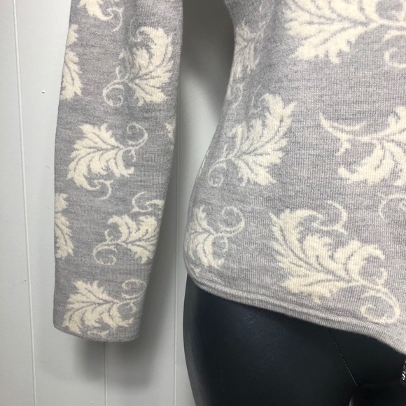 Neve Womens Grey White Winter Pattern Wool Zip Up - Picture 3 of 6